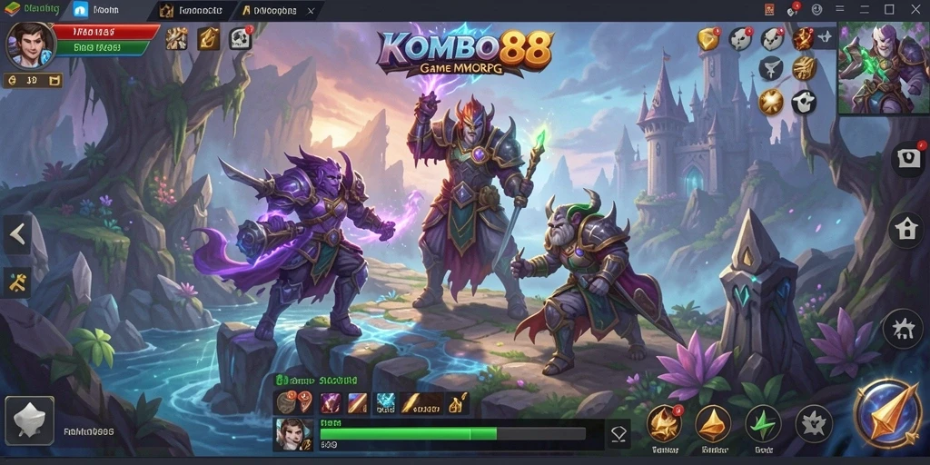 Gameplay seru dalam KOMBO88 dengan aksi pertempuran MMORPG.