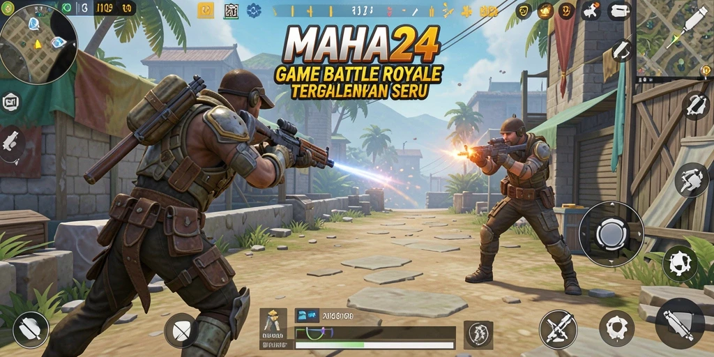 Screenshot gameplay menampilkan aksi seru dalam pertempuran Battle Royale.