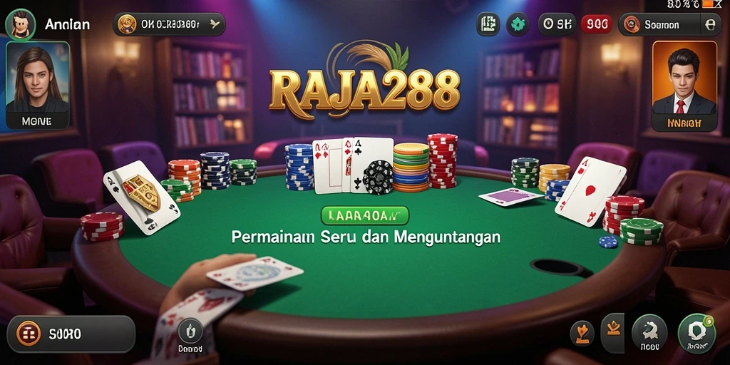 Screenshot RAJA288 menunjukkan gameplay poker yang seru dan interaktif.
