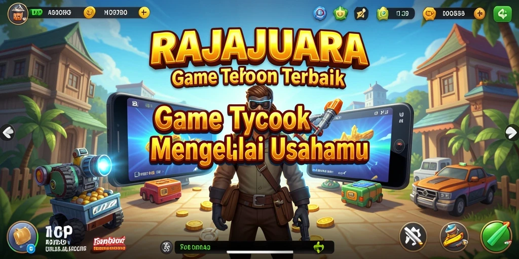 Tangkapan layar gameplay RAJAJUARA yang menunjukkan manajemen usaha.