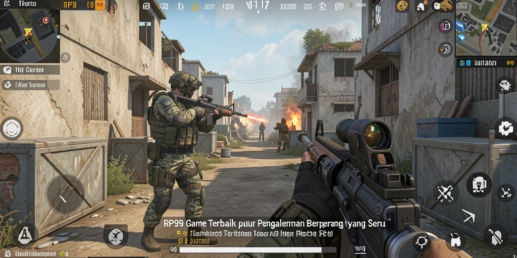 Tampilan seru dari gameplay RP99 menunjukkan aksi pertempuran FPS mendebarkan.